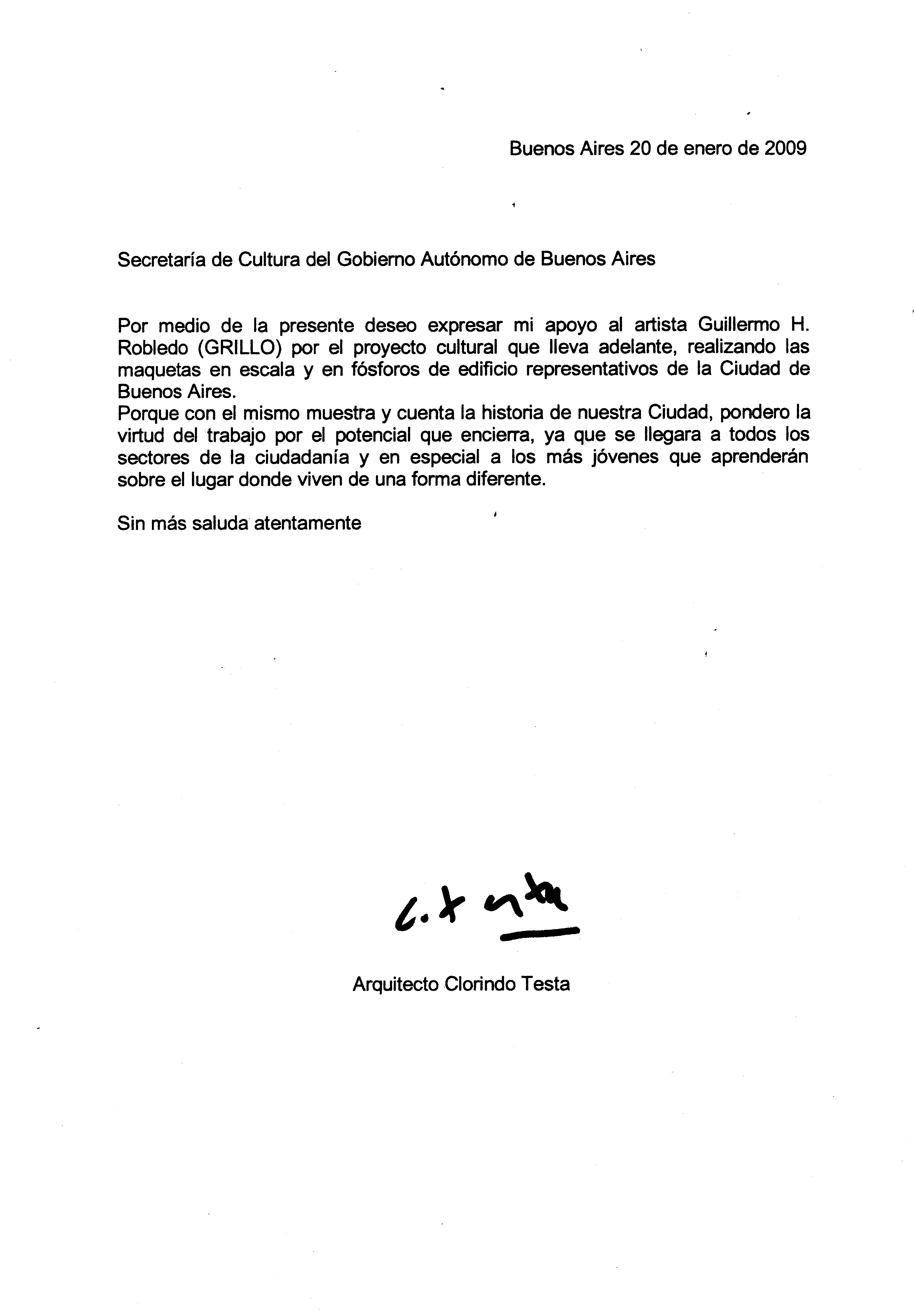 Apoyo Arq. Clorindo Testa